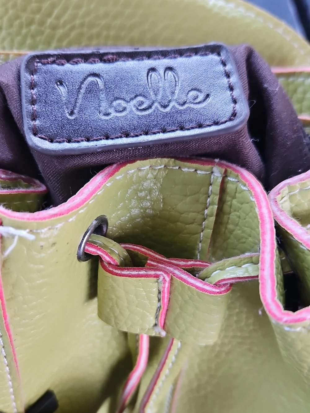 Noelle Olive Green Shoulder Bag with Pink Trim and Floral Accent